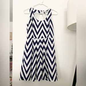 Francesca’s navy & white chevron dress.
